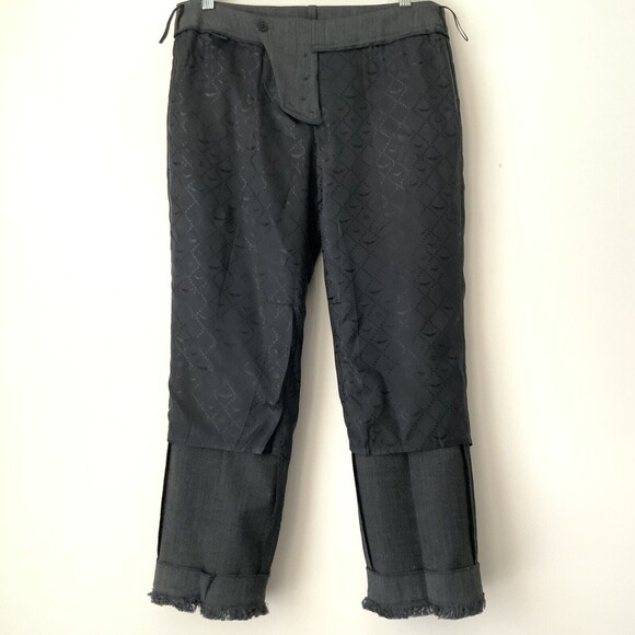 Zadig & Voltaire Trouser Women Size 40 US L Gray Posh Fringe Ankle Button Fly - Picture 10 of 14